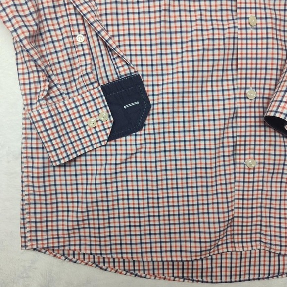 Eton Shirt Mens 16 41 Orange Blue Check Contemporary Fit Dress Button Up - Picture 4 of 12